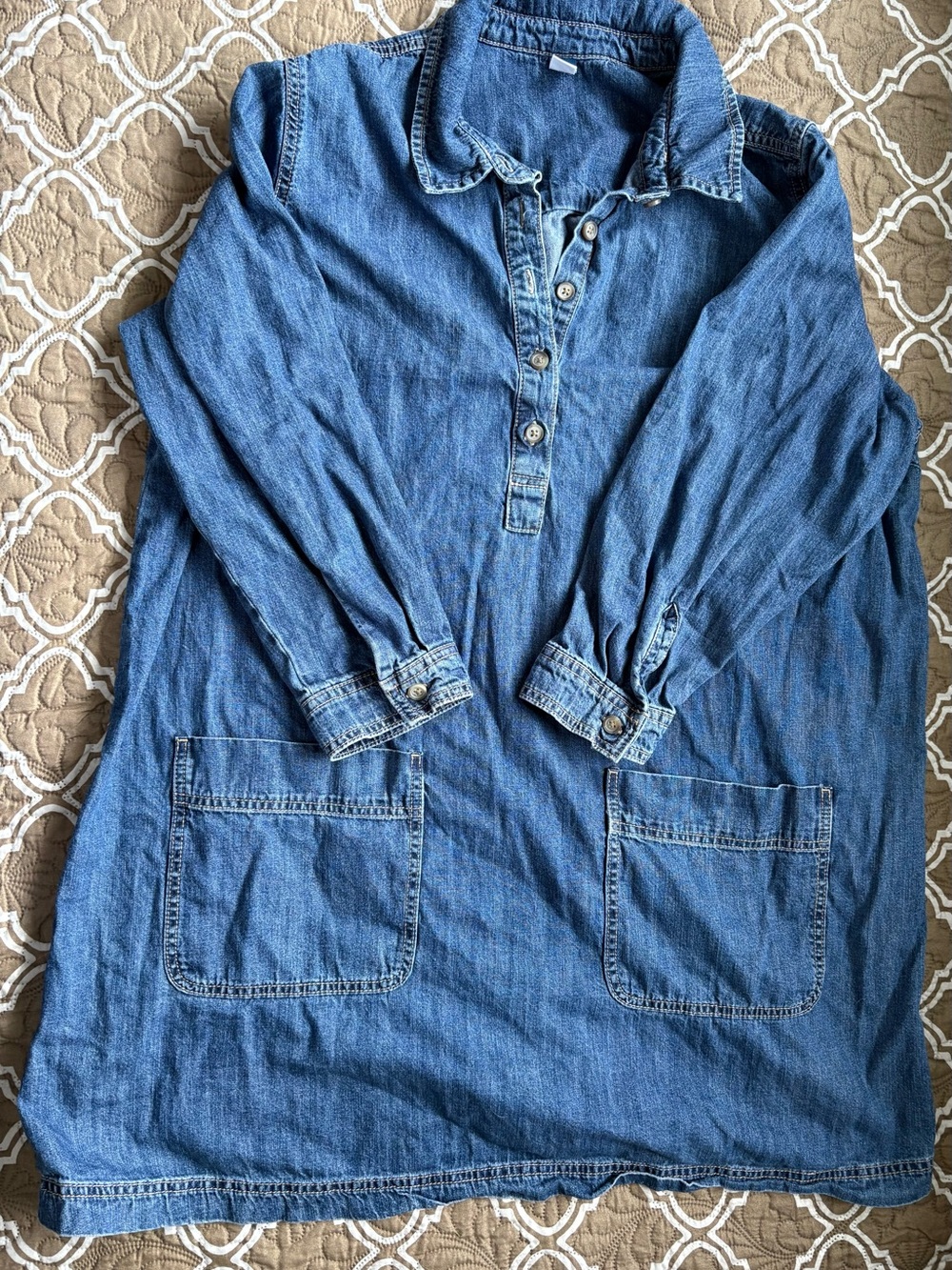 Old Navy Blue Denim-Style Long Sleeve Shirt Dress